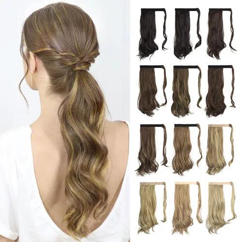 Miniatura 15 de SOFEIYAN - Extensión de cola de caballo rizada de 15 pulgadas, pelo sintético resistente al calor, pieza de cabello ondulada natural, para envolver