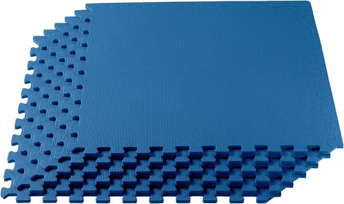 We Sell Mats 3/8" Thick Multipurpose EVA Foam Exercise Floor Mat, Interlocking Tiles, Anti-Fatigue for Home or Gym Azul