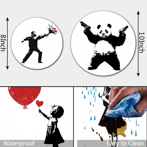 Miniatura 5 de Banksy Fundas para Quemadores de Estufa Eléctrica, Juego Divertido de 4 Redondos de 8 Pulgadas y 10 Pulgadas, Cubierta de Metal para Gas, Ojos
