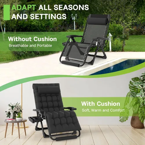 Miniatura 5 de ZENPETIO Silla de gravedad cero de gran tamaño, silla reclinable de gravedad cero XXL de 33 pulgadas, silla antigravedad para interiores