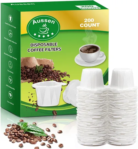 Aussen Filtros de papel desechables para café, reemplazo para filtros Keurig, compatible con todos los filtros de una sola porción de Keurig, Blanco