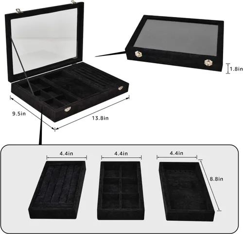 Miniatura 2 de VIEFIN Organizador de joyas organizador de aretes soporte para pulsera estuche de joyería de viaje organizador de collares platos apilables