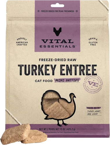 Miniatura 17 de Vital Essentials Alimento Crudo Liofilizado para Gatos, Mini Hamburguesas de Pavo, 8 oz