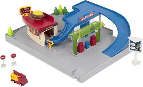 Miniatura 12 de Driven by Battat – Juego de pista de carreras plegable de 84 piezas con 6 autos mini – Incluye auto de carreras, camión monstruo y accesorios