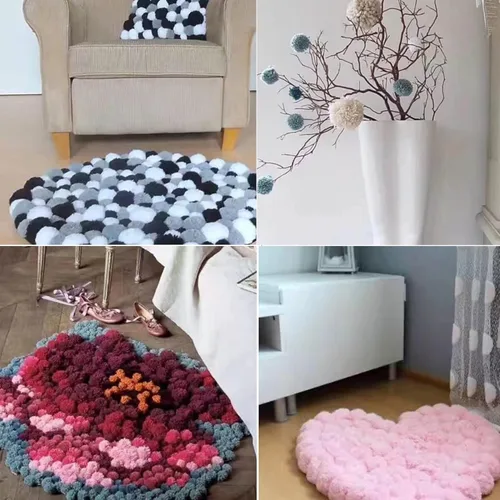 Miniatura 4 de Fabricantes de pompones - Juego de herramientas para hacer pompones de 4 tamaños con tijeras pequeñas, manera fácil de hacer pompones