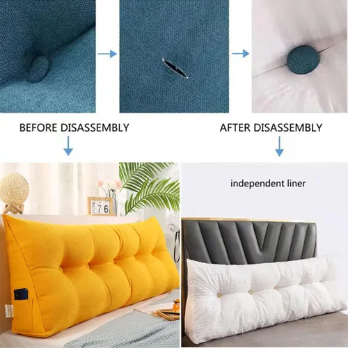 Miniatura 5 de Almohada triangular para cabecero, cojín triangular de color sólido, almohada de cuña de soporte de posicionamiento grande para sofá cama con funda