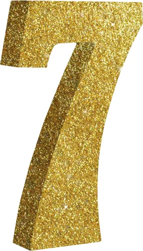 Miniatura 10 de TONIFUL Centros de mesa de madera número 0 con purpurina dorada de 7.8 pulgadas, decoración de fiesta de cumpleaños, oro brillante digital 0