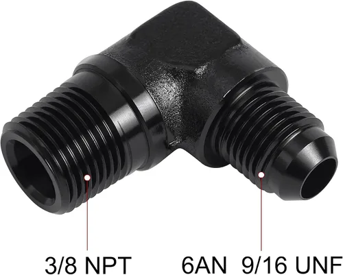 Miniatura 2 de EVIL ENERGY Adaptador de ajuste de 6AN a 3/8" NPT macho de 90 grados, aluminio