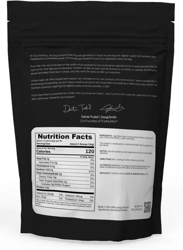 Miniatura 2 de True Nutrition Proteína en polvo de clara de huevo, baja en carbohidratos, paleo, ceto, carnívoro, sin lactosa, sin gluten