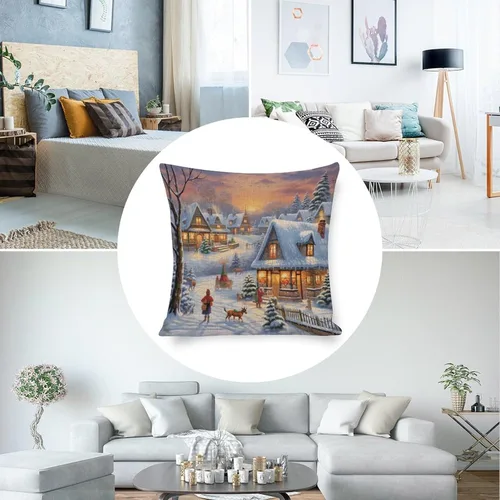 Miniatura 5 de Fundas de almohada de 16 x 16 pulgadas, diseño de pueblo de invierno, decoración de Navidad, para sofá, sala de estar, dormitorio