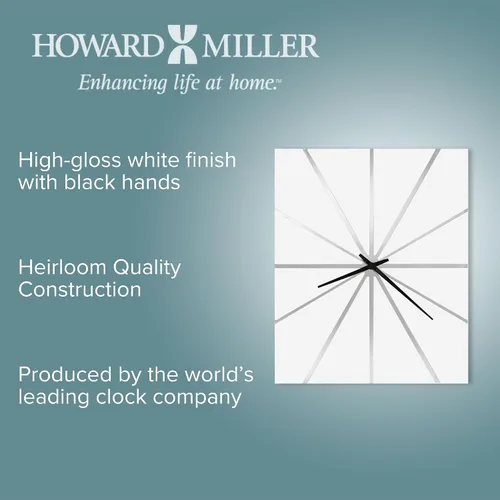 Miniatura 3 de Howard Miller Reloj de pared Zander - Reloj analógico moderno grande, movimiento de cuarzo, funciona con pilas, acabado blanco, sala de estar