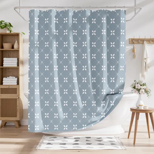 Miniatura 55 de AmazerBath Cortina de ducha floral, juego de cortinas de ducha lavables de tela con 12 ganchos para cortina de ducha, cortinas de ducha de tela C