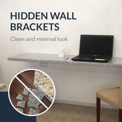 Miniatura 3 de Soporte de pared flotante para encimera, soportes de pared resistentes para crear bancos flotantes, escritorio, tocador, bar o repisa, acero