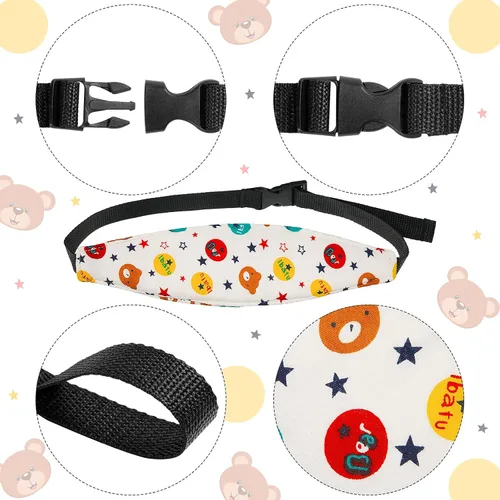 Miniatura 2 de HESTYA 2 Piezas Banda de Soporte para Cabeza de Asiento de Coche para Bebés, Correa de Reposo para Silla de Paseo, Reposo de Cabeza para Dormir