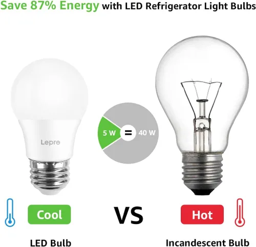 Miniatura 4 de Lepro Bombilla LED para refrigerador, equivalente a 40 W, resistente al agua, repuesto para Frigidaire, bombillas de congelador no regulables de luz