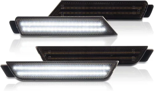 Gempro Luces LED de posición laterales para parachoques delantero y trasero para Chevy Camaro 2010-2015, reflectores blancos ahumados, 4 unidades