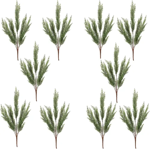 Miniatura 11 de 3 ramas de ciprés artificiales, 20.5 pulgadas, púas de pino de imitación de tallo largo, ramas de cedro, guirnalda de ramas de hoja perenne