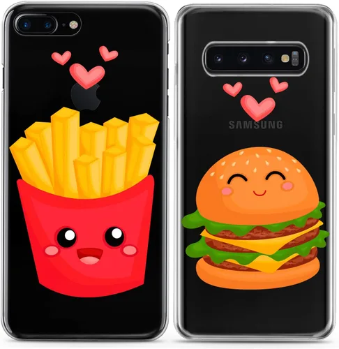Miniatura 4 de Fundas a juego para parejas compatibles con iPhone 15 14 13 12 11 Pro Max Mini Xs 6s 8 Plus 7 Xr 10 SE 5 papas fritas transparente comida chatarra