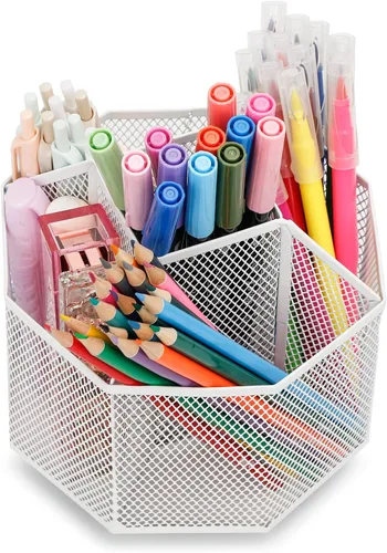Miniatura 5 de Exerz Organizador de escritorio/malla de escritorio Tidy Candy/Soporte para bolígrafos/Organizador multifuncional giratorio 360 Blanco