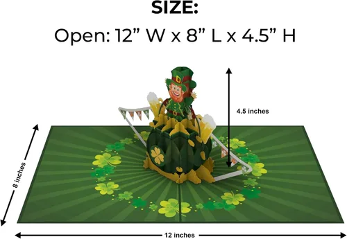 Miniatura 3 de iGifts And Cards Tarjeta desplegable 3D de duende de oro, diseño festivo de celebración irlandesa para cumpleaños del día de San Patricio y buena