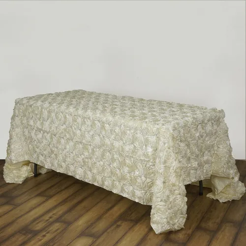 Miniatura 6 de BalsaCircle Mantel rectangular con rosetas elevadas de satén negro de 90 x 156 pulgadas, para bodas, fiestas, comedor