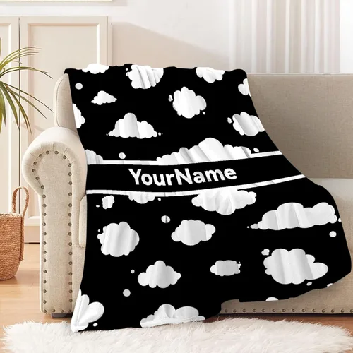 Miniatura 9 de Sumedha Manta de nube en blanco y negro, regalo de nube para niñas y niños, franela ligera súper suave, extra pequeña de 40 x 30 pulgadas