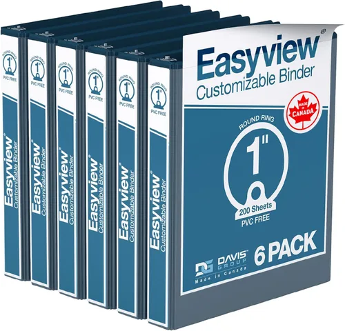 Miniatura 49 de Easyview - Carpetas prémium de 3 anillas con cubiertas transparentes y anillos redondos, carpetas para la escuela u oficina, 1 pulgada, paquete