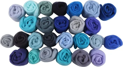 Miniatura 119 de 24 tipos de lana rosa, 4.23 oz (120 g), adecuado para fieltro húmedo y fieltro de aguja de telas hiladas de lana. Un paquete de prueba está Tonos