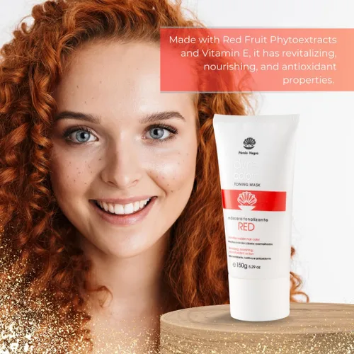 Miniatura 5 de Pérola Negra Divine Colors - Máscara tonificante roja, intensifica el color del cabello rojizo, acción revitalizante, nutritiva y antioxidante, 5.29