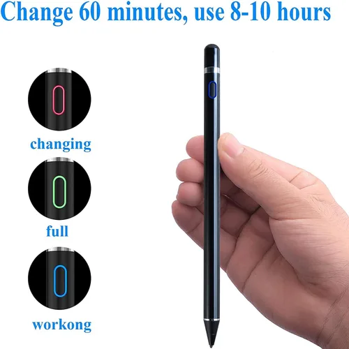 Miniatura 4 de Lápiz capacitivo activo para Android, lápiz universal recargable para iPad para tablet, lápiz digital de punta fina compatible con Android, iOS