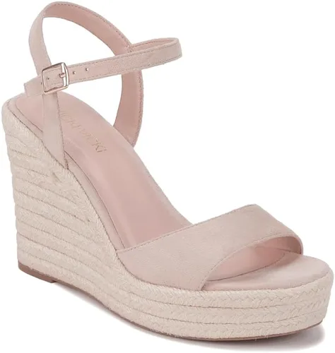 Miniatura 3 de VICKIVICKI Sandalias de plataforma para mujer, alpargatas de cuña, correa de tobillo, puntera abierta, con cordones
