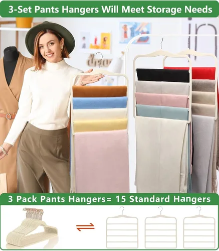 Miniatura 3 de Perchas para pantalones que ahorran espacio, organización y almacenamiento para dormitorios, artículos esenciales para estudiantes universitarios