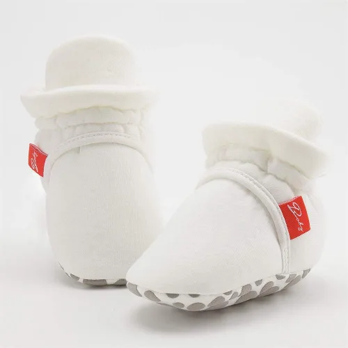 Miniatura 66 de Botines de forro polar para bebés, niños y niñas, pantuflas antideslizantes con agarre suave, zapatos de calcetín para recién nacidos, cuna