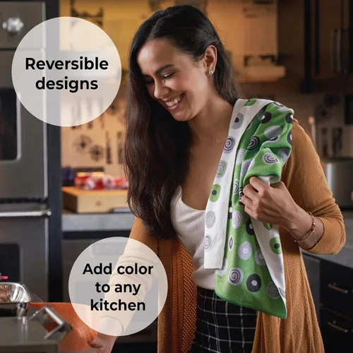 Miniatura 4 de Skoy Toalla de cocina (paquete de 1) para uso diario, toalla 100% poliéster reciclado con diseño reversible, 18 x 24 pulgadas, negro y gris