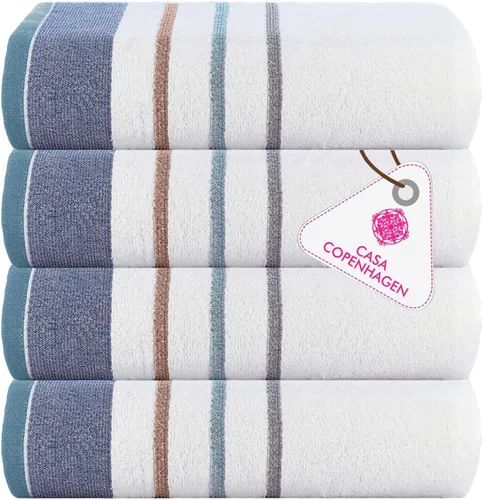 Miniatura 74 de CASA COPENHAGEN Juego de 6 toallas de palomitas de maíz, color azul polvoriento, 21.16 oz/m², 2 toallas de baño, 2 toallas de mano y 2 toallas