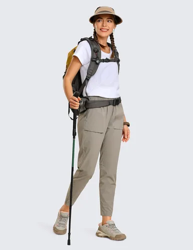 Miniatura 3 de CRZ YOGA Pantalones de senderismo ligeros de cintura alta para mujer, 26.5 pulgadas, para viajes, entrenamiento, casual, atléticos, con bolsillos