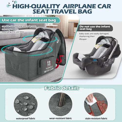 Miniatura 5 de RAINSMORE Bolsa de viaje para asiento de automóvil infantil para avión, compatible con todos los asientos de automóvil Nuna Pipa y base Chicco Gris