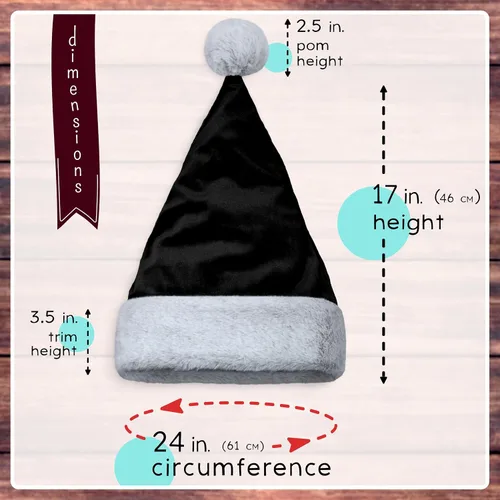 Miniatura 3 de Sombrero de Santa Hexonomy, Terciopelo, Borde de Piel Sintética - Suave y Cálido Peludo, Tocado de Navidad de Lujo - Adulto, Talla Única, Talla única