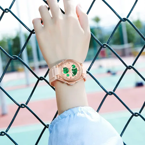 Miniatura 3 de Relojes de pulsera para mujer, digital, 5 bares, impermeables, con retroiluminación LED, correa colorida, alarma analógica