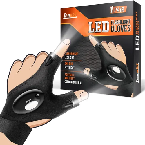 Lenski Regalos para Hombres, Rellenos de Media para Hombres Adultos Guantes con Linterna, Regalos de Navidad para Papá Él Abuelo Esposo, Regalos de