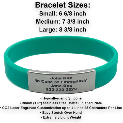 Miniatura 12 de Pulsera de identificación médica personalizada - Pulsera de seguridad para personas mayores grabada personalizada - Alerta de Alzheimer