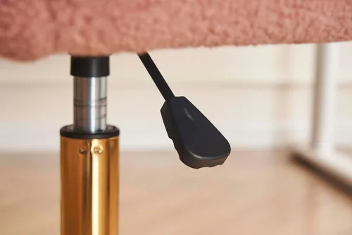 Miniatura 9 de Silla de oficina moderna de terciopelo con base dorada, altura ajustable y giro de 360°, silla de escritorio suave y cómoda con brazos y ruedas