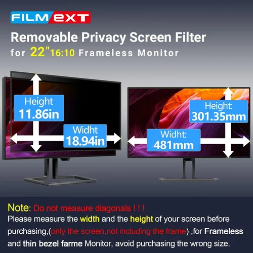Miniatura 6 de FILMEXT Paquete de 2 Filtros de Pantalla de Privacidad para Computadora de 22 Pulgadas para Monitor de Escritorio/Sin Marco Todo en Uno 16:10