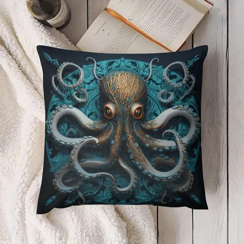 Miniatura 4 de Cojines Decorativos para Sala - Fundas de cojín cuadradas suaves de pulpo, 20 x 20 pulgadas, náutico, costero, playa, casa, vida marina, decoración