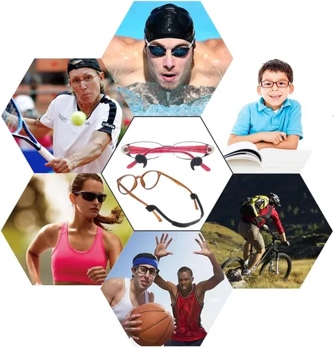 Miniatura 9 de SENHAI Paquete de 6 correas de silicona antideslizantes para lentes con 6 pares de ganchos de agarre para las orejas, soporte suave para lentes