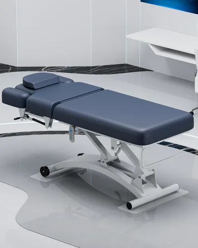 Miniatura 2 de SyyBhb Mesa de masaje eléctrica profesional Hi-Lo con ruedas, respaldo ajustable Haydraulic hacia abajo para tratamiento/facial/belleza/spa/terapia