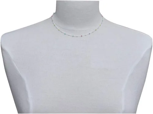 Miniatura 2 de Collar de plata de ley 925 con cuentas de esmalte arcoíris y cuentas de plata 925, Esmalte, Otro tipo
