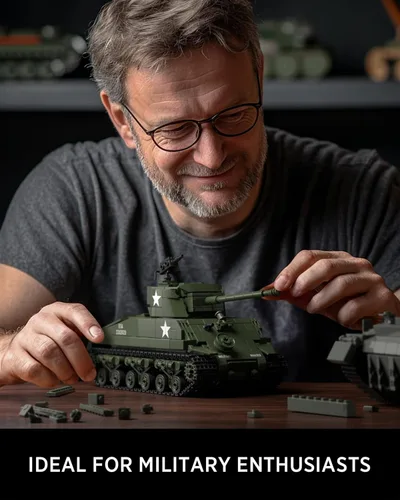 Miniatura 6 de Nifeliz Sherman - Juego de construcción de tanques militares para adultos, juguete coleccionable de modelo militar de la Segunda Guerra Mundial