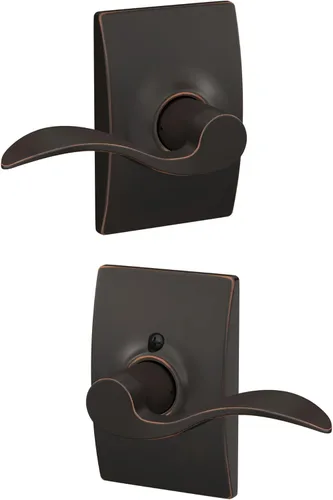 Miniatura 51 de SCHLAGE - Manija de puerta Accent con cerradura de paso libre para pasillo y armario en bronce antiguo - F10 ACC 716 Bronce Envejecido