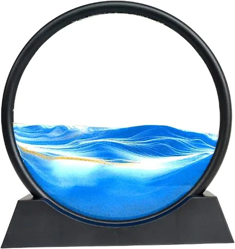 Arte dinámico de paisaje natural 3D de flujo grande de 12 pulgadas, pintura de arena de mar profundo de vidrio redondo para decoración del hogar,